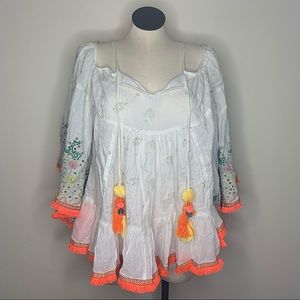 Antica Santoria Cold Shoulder Bell Sleeve Top NWT